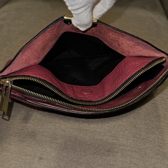 BURBERRY MAGENTA EMBOSSED CHECK LEATHER CHICHESTER CROSSBODY BAG - Picture 9 of 12